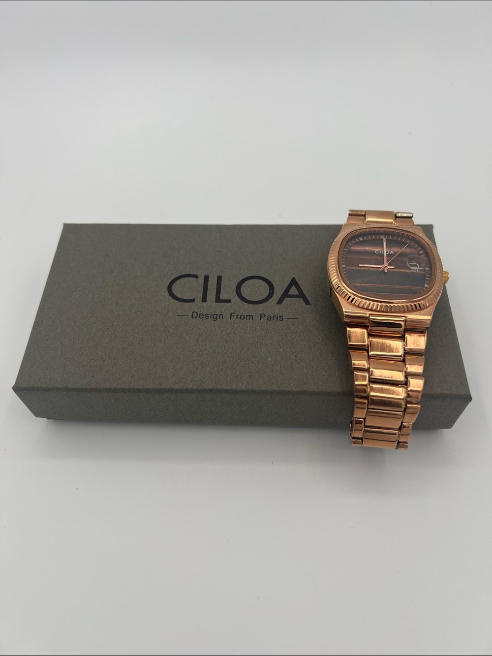 Rose Gold & Wood Tone Watch